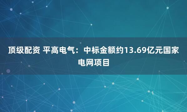 顶级配资 平高电气：中标金额约13.69亿元国家电网项目