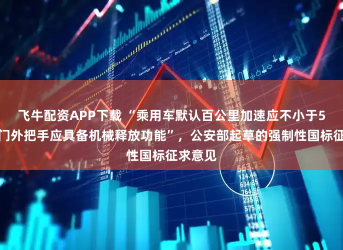 飞牛配资APP下载 “乘用车默认百公里加速应不小于5秒，车门外把手应具备机械释放功能”，公安部起草的强制性国标征求意见